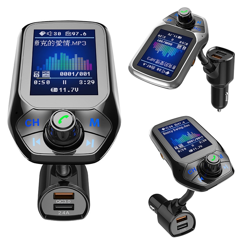 Máy nghe nhạc MP3 trên ô tô Bộ điều chế bộ phát sóng FM USB Âm thanh Bluetooth Bộ sạc tự động SD Âm nhạc LED Màn hình hiển thị rảnh tay Phụ kiện xe hơi