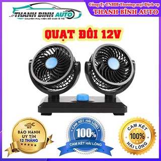 Quạt Máy Đôi Mini 12V Xoay 360 Độ Tiện Ích Trên Ô Tô - Phụ Kiện Ô Tô Chính Hãng