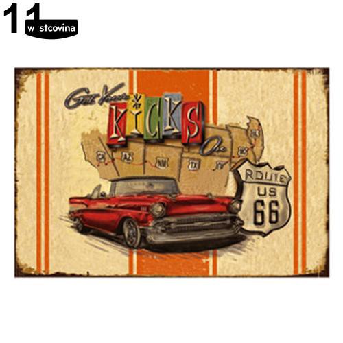 Bảng treo trang trí tường chất liệu kim loại in chữ ROUTE 66