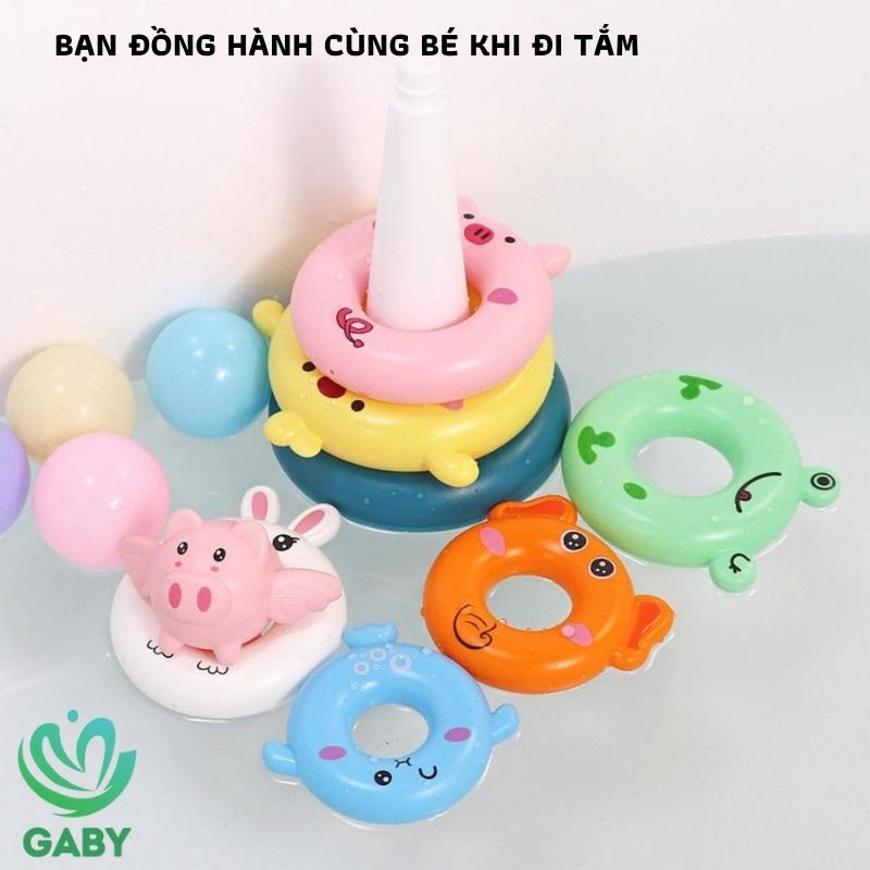 Tháp xếp chồng giúp bé nhận biết màu sắc kích thước GABY đồ chơi xếp vòng phát triển tư duy cho trẻ nhỏ