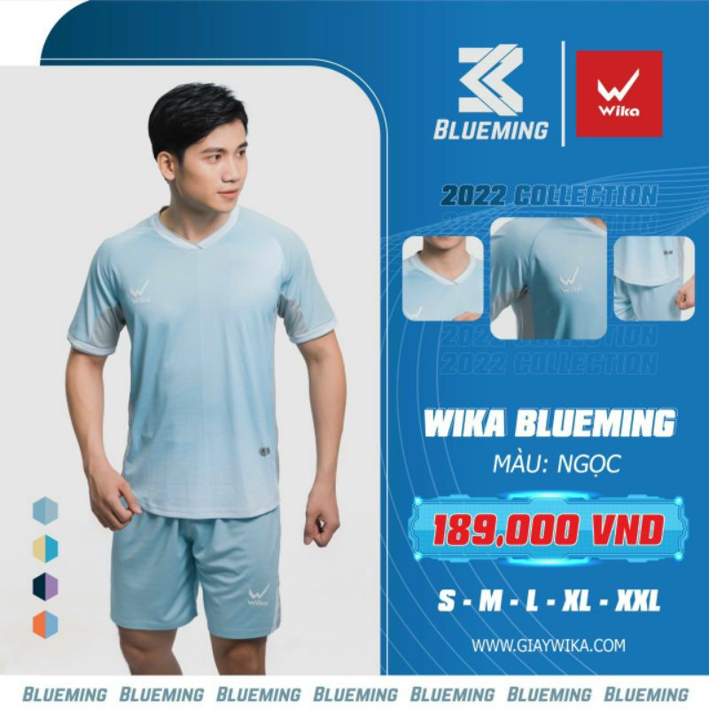 BỘ QUẦN ÁO ĐÁ BÓNG WIKA BLUEMIN SIÊU ĐẸP,  VẢI MẶC CỰC MÁT