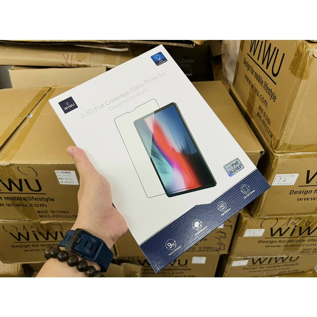 Kính cường lực Full màn hình Wiwu 2.5D cho iPad Gen 7,Gen 8,Gen 9 10.2, Air4 10.9, Air 5, 11 2018, 20,21 m1Chống Vân Tay