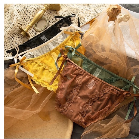 Được chọn màu - Quần lót ren nơ tim thắt nơ hông điệu đà 039