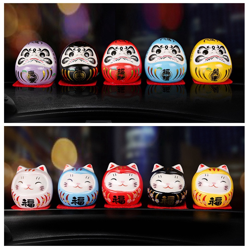 (Hàng Sẳn TP.HCM) Gốm Sứ trang tri xe hơi,phòng khách, Búp bê may mắn Nhật Bản Daruma 5cm