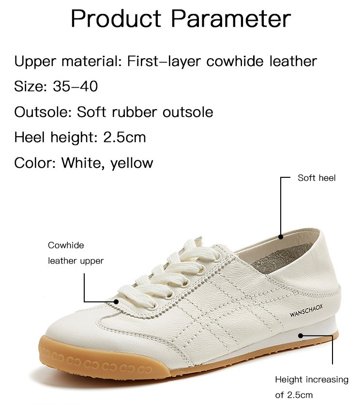 Giày da bò màu trắng đế mềm ổn định thoải mái khi đi bộ thời trang cho thiếu niên