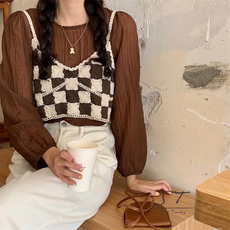 Áo croptop hai dây họa tiết caro kiểu dáng quyến rũ dành cho nữ | BigBuy360 - bigbuy360.vn