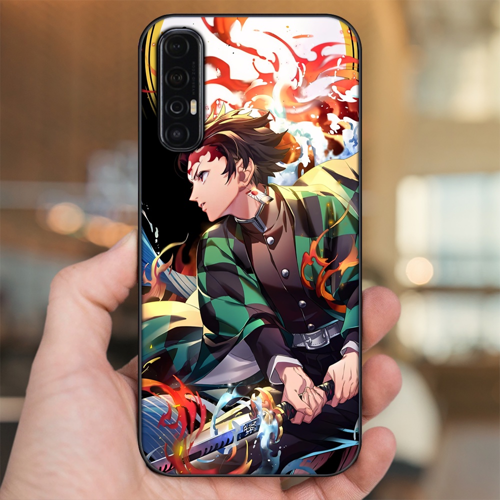 Ốp lưng Oppo Reno 3 Pro viền đen in hình Tanjiro Kimetsu No Yaiba