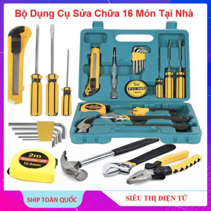 Bộ Dụng Cụ Sửa Chữa Đa Năng, Kìm Búa Tô Vít Mỏ Lết Lục Giác Bút Thử Điện Thước Đo Dao