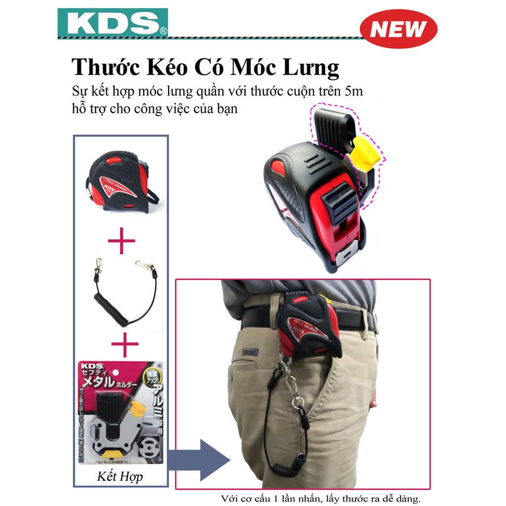 Thước cuộn thép có kẹp KDS Hệ PGX 5m và 7.5m