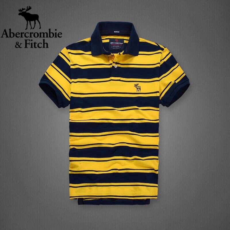 ABERCROMBIE & FITCH áo polo Tay Ngắn Màu Trơn Thời Trang Dành Cho Nam