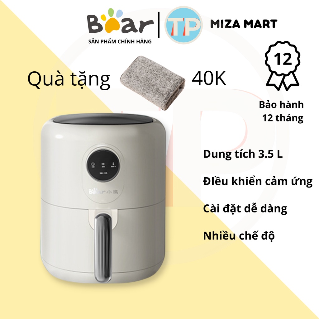 Nồi chiên không dầu Bear QZG-B14K5, 3.5L, chính hãng, nướng thịt, nướng bánh mì, quay thực phẩm, nồi chiên cảm ứng