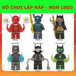Đồ Chơi  Minifigures DC Batman Các Mẫu Nhân Vật Red Death Merciless Drowned Murder Machine Bat Who Laughs WM6057