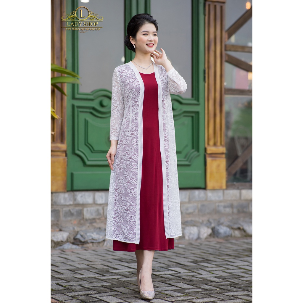 Thời trang thiết kế Ladyshop áo khoác ren hoa dáng dài TK798