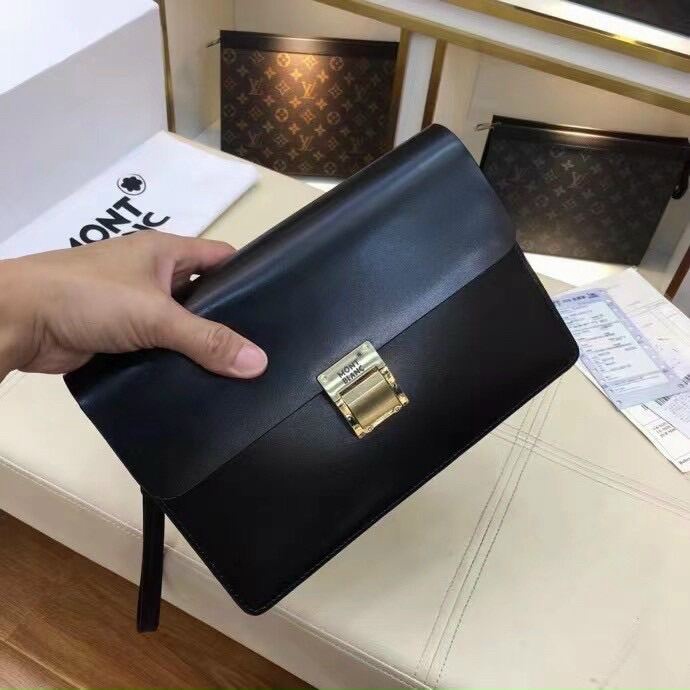Ví Clutch Mont nắp gập khóa số cao cấp. Ví Bóp nam da thật