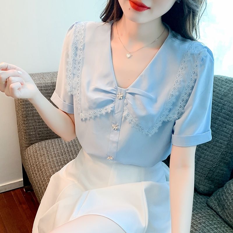 Áo Sơ Mi Chiffon Dáng Rộng Thiết Kế Tinh Tế Thời Trang Mùa Hè Cho Nữ