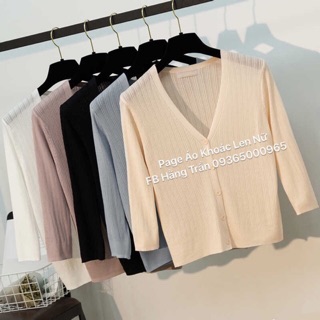 Khoác len mỏng cổ tim