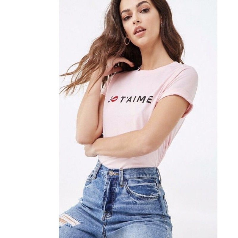 Áo thun form basic F21 màu hồng vnxk