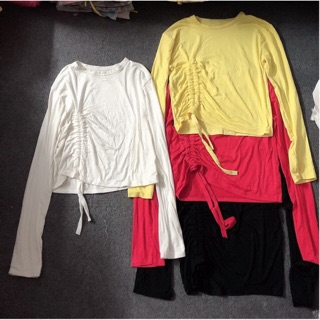Km Áo croptop dài tay dây rút (chất mềm mát) chất lượng