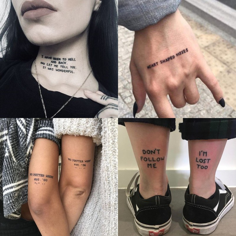 【MEET Magic Tattoo】 Hình xăm kháng nước sử dụng tạm thời in dòng chữ tiếng anh nhỏ kéo dài 15 ngày
