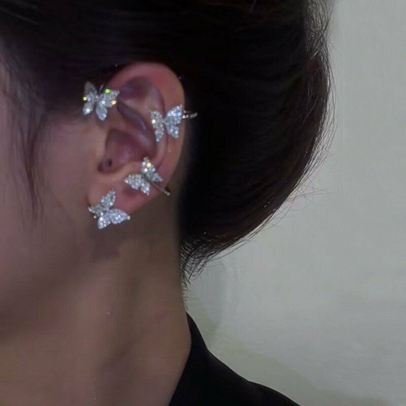 Khuyên kẹp vành tai BELLA-BEE kiểu bướm đính đá zircon thời trang