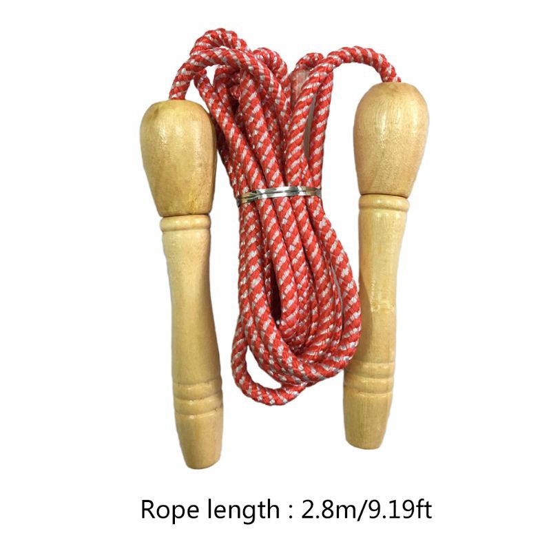 2.8m Skipping Wooden Handle Jump Rope Exercise Body Building Fitness Equipment