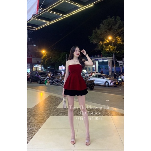 Sét áo Nhung + Chân Váy xoè nút