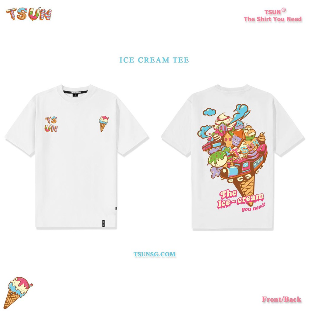 Áo thun TSUN Ice Cream Tee - White - Unisex