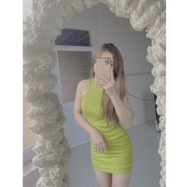 Đầm 3 lỗ ôm body trơn kiểu khoét eo ra lưng cực xinh , chất thun gân mềm mịn ly