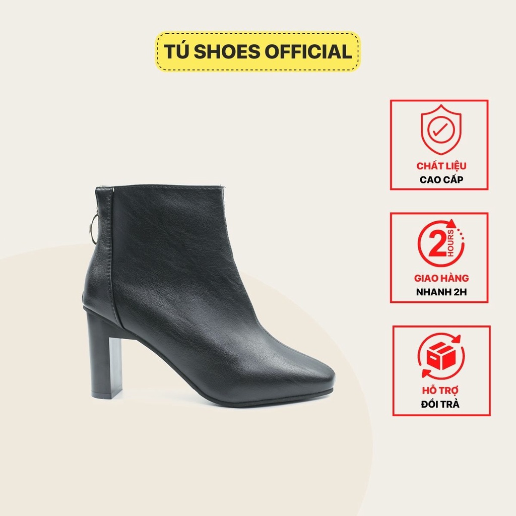Giày bốt nữ Cổ Cao boots 7phân Da Mịn Khóa Sau B01
