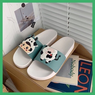 -Dép quai ngang hình con bò ulzzang màu(trắng,đen,xanh,cam)