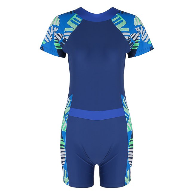 Bộ liền tay ngắn phối HT lá xanh - OB008