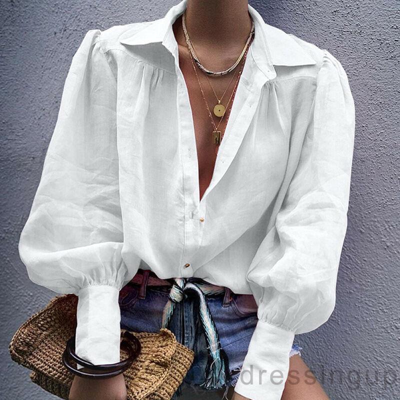 Áo sơ mi tay dài cổ chữ V thời trang công sở thanh lịch