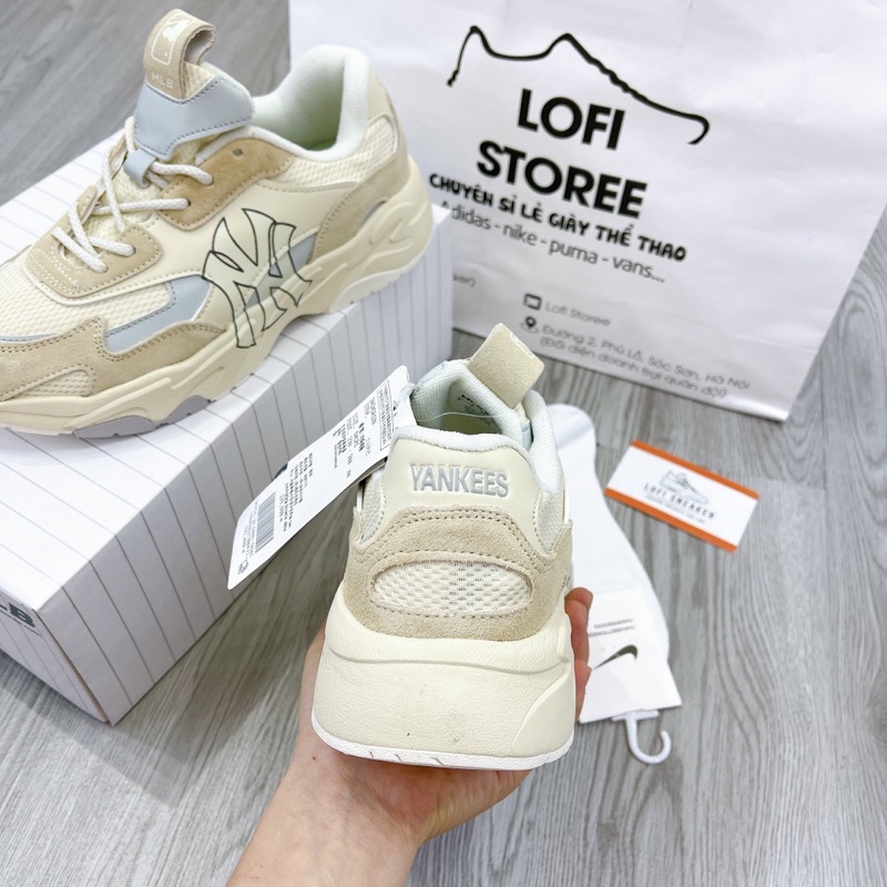 Giày Thể Thao mlb Bigball Lite Kem Nâu Bản Cao Cấp Nam Nữ ảnh thật tự chụp+freeship