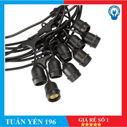 ⚡️Bộ dây treo kín nước dài 10m 15 đuôi đèn E27 trang trí chiếu sáng ngoài trời⚡️