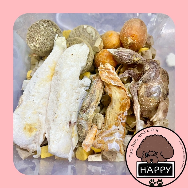 HOẢ TỐC |  Hỗn hợp thịt sấy mix cho chó mèo / Chim cút sấy thịt viên sấy cho thú cưng - Tạp Hoá Thú Cưng Happy