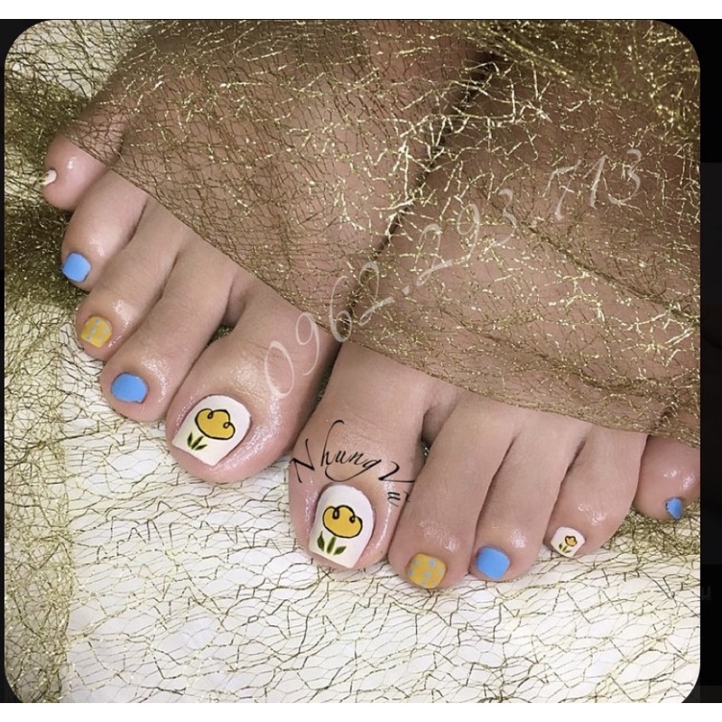 Nailbox Bộ 24 móng chân giả dễ thương nhẹ nhàng giá rẻ kèm keo dũa