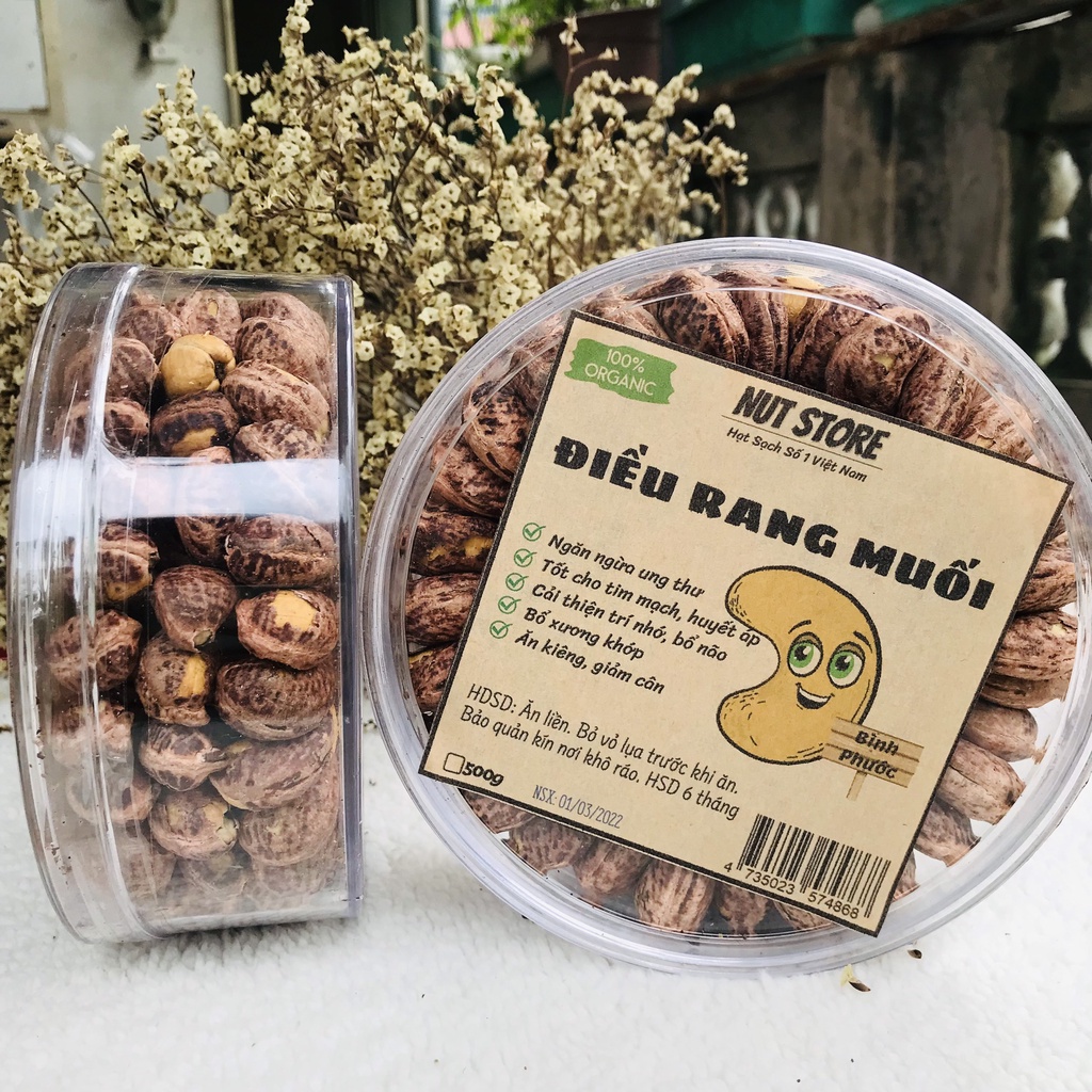 Hạt điều A Cồ rang muối xuất khẩu loại 1 xếp hoa Nut Store 500g