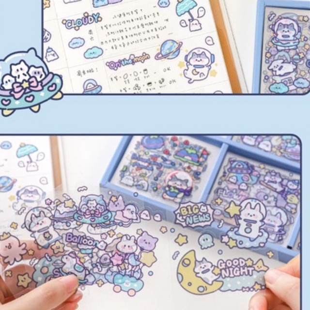 Sticker hộp 200 tấm hình dán dễ thương Universe Kindergarten  - Tặng Hình Xăm Dán