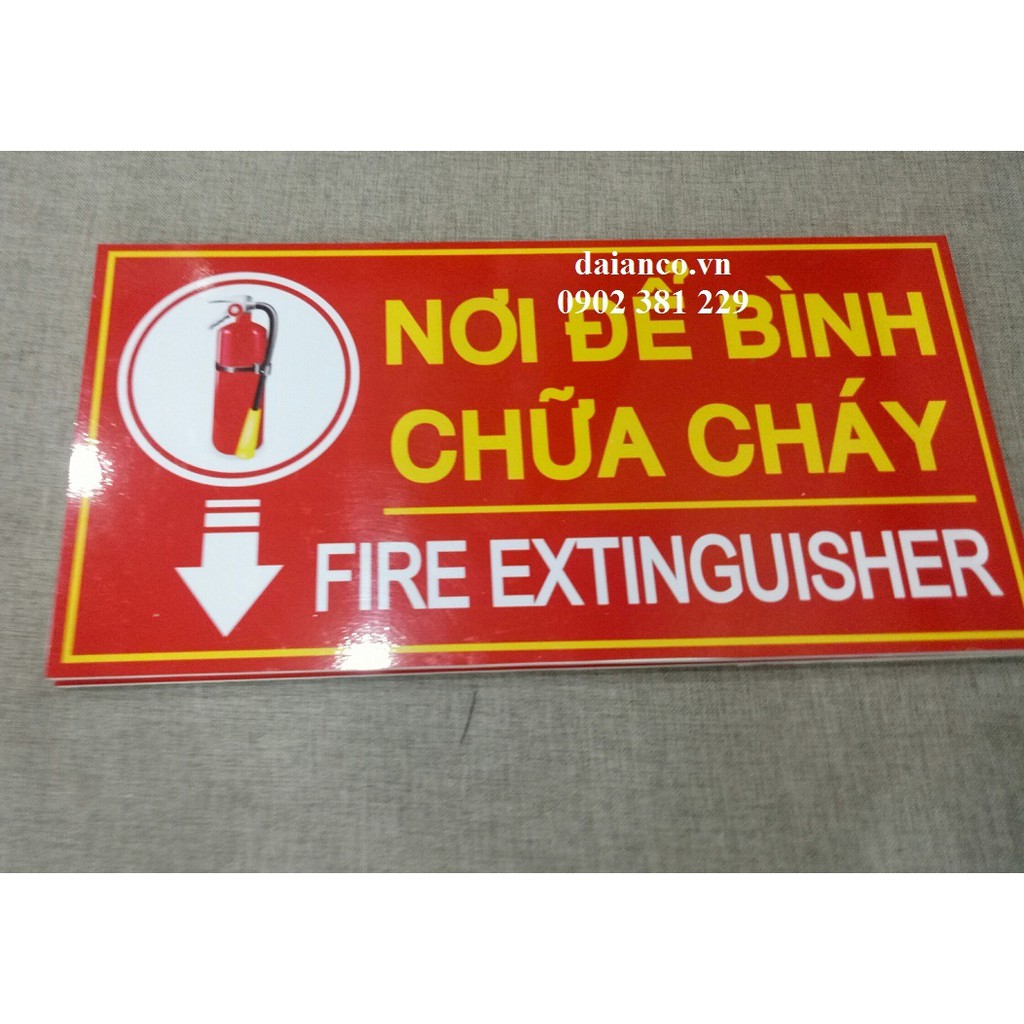 Biển báo nơi để bình chữa cháy Decal dán Fomex 20 x 40cm