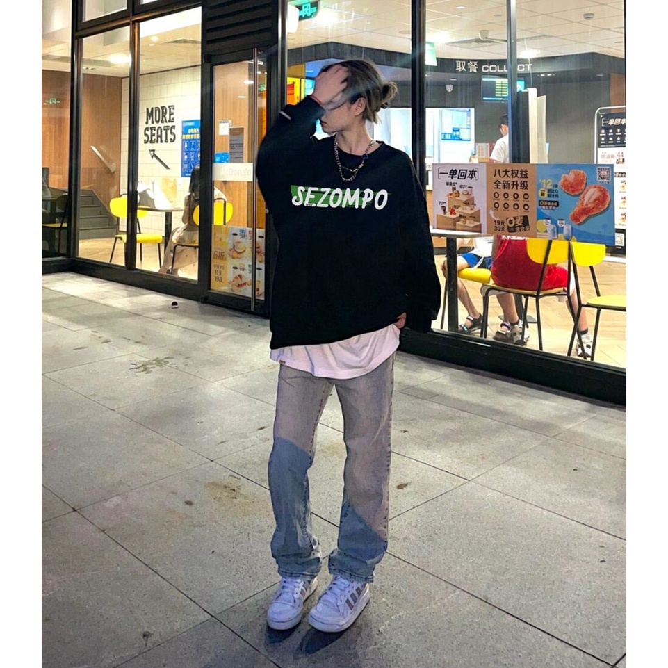 Áo sweater SELVZE cổ tròn dáng rộng in họa tiết phong cách Mỹ vintage cá tính thời trang dành cho nữ