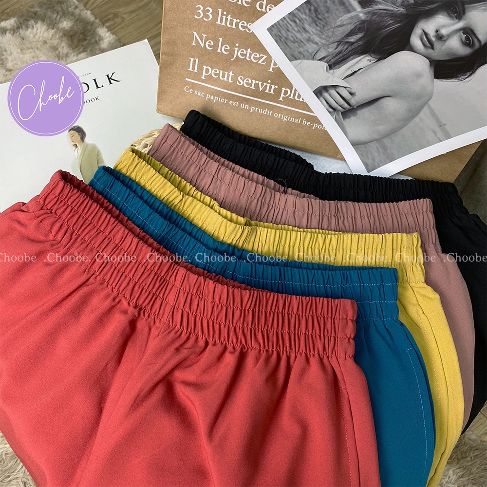 Quần đùi nữ Choobe cạp chun năng động vải mỏng mát short thể thao kiểu trơn nhiều màu sắc QS07
