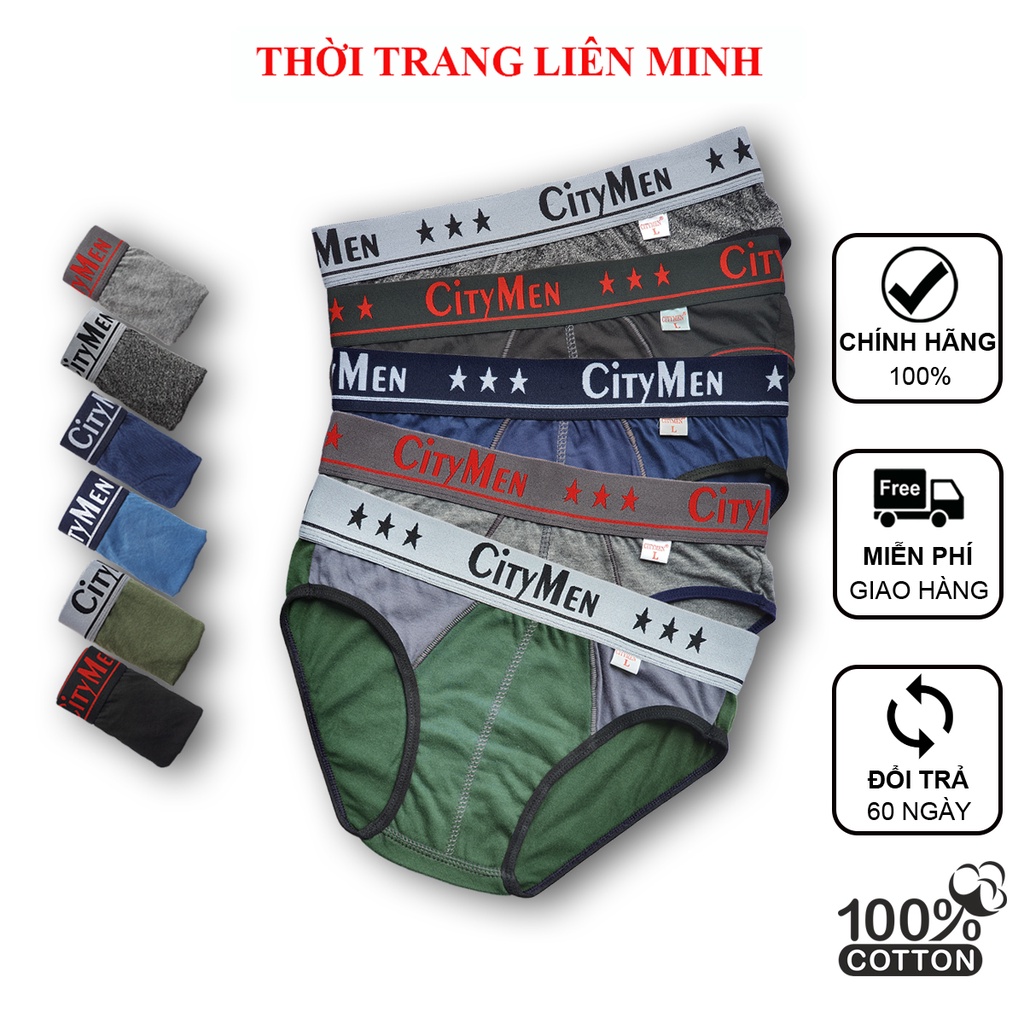 Combo 5 quần lót nam CITYMEN cao cấp vải cotton 100% co dẫn và thấm hút tốt đồ lót sịp tam giác quần xì