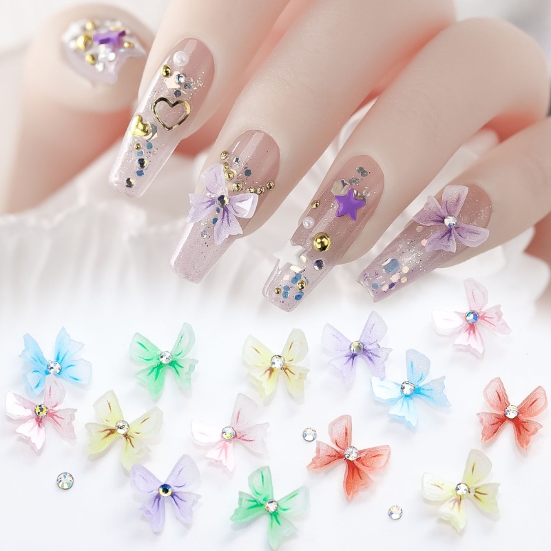 Set 30 Phụ Kiện Charm Hình Bướm 3D Trang Trí Móng Tay Nghệ Thuật