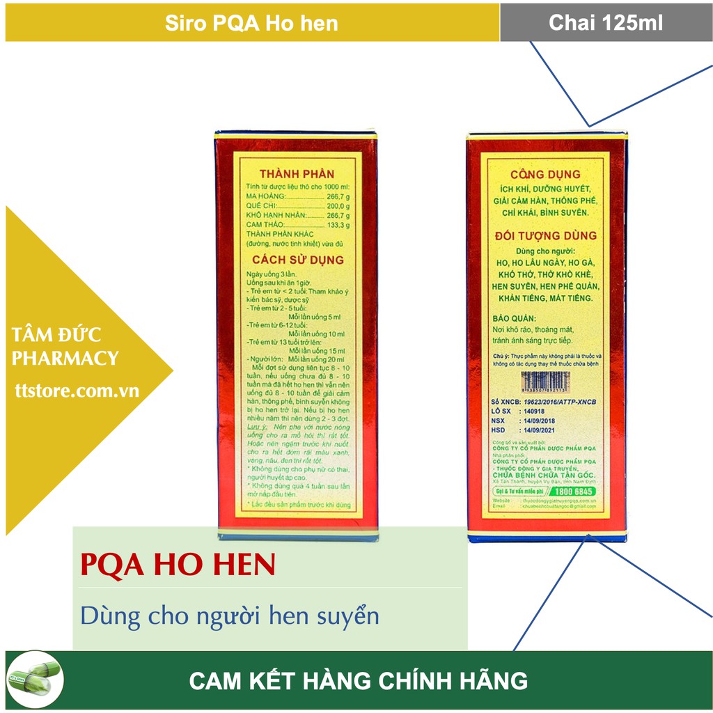 SIRO PQA HO HEN [Chai 125ml]