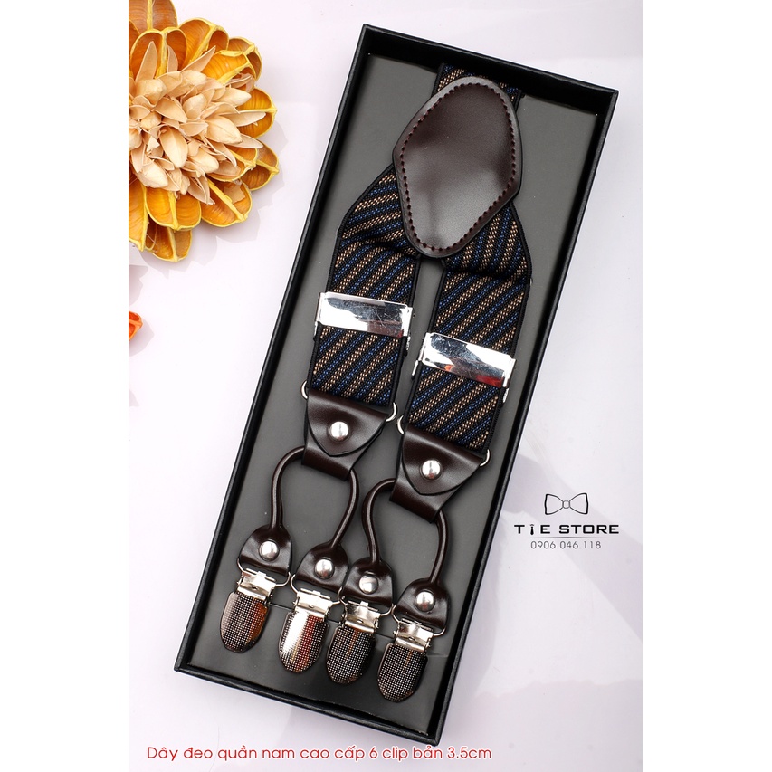 Dây đeo quần nam chữ Y 3.5cm 6 clip khóa kẹp - dây yếm quần nam cao cấp - Tien Nguyen
