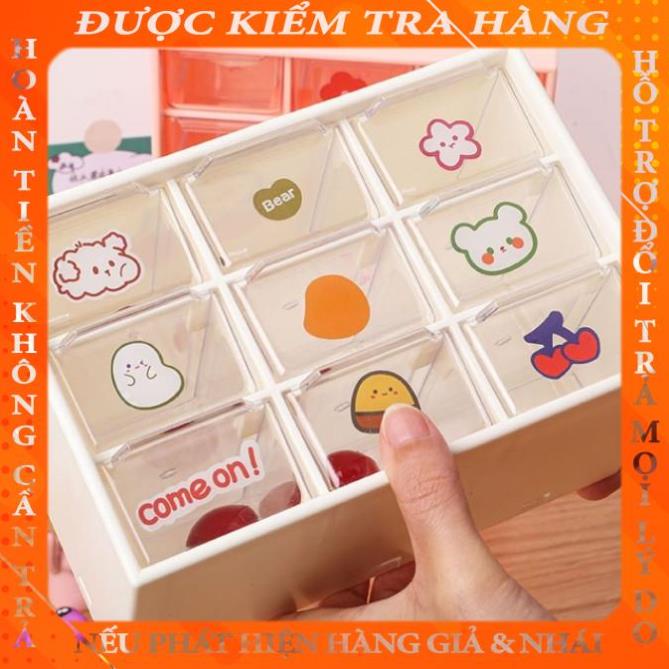 PVN26439 Tủ nhựa 9 ngăn trong suốt tặng kèm sticker đựng đồ bàn học tiện lơi T2 etanguyen