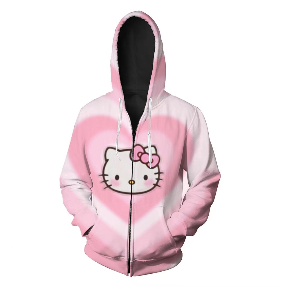 Áo Sweater Chui Đầu Tay Dài Dáng Rộng In Hoạt Hình Hello Kitty Nhiều Màu Dễ Thương Thời Trang Cho Bạn Gái Y2k