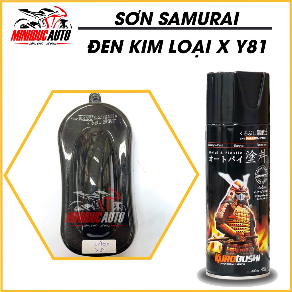 Sơn Samurai màu đen kim loại Y81 chai sơn xịt cao cấp dành cho sơn xe máy