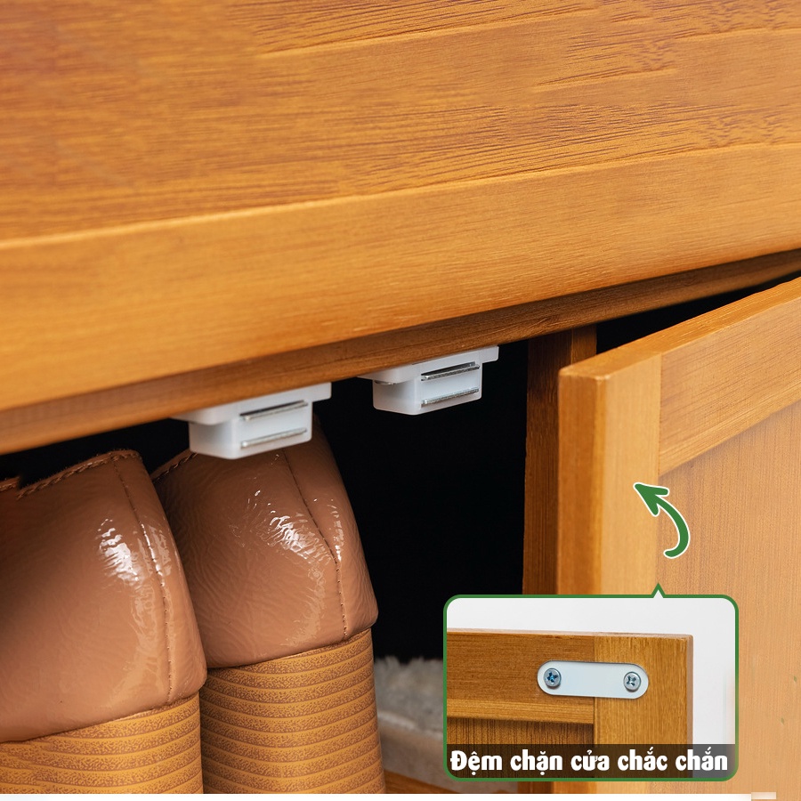 Tủ để giày dép gỗ tre tự nhiên Vango V11 hiện đại, sang trọng, sơn phủ bóng chống nước, chống mối mọt cao cấp