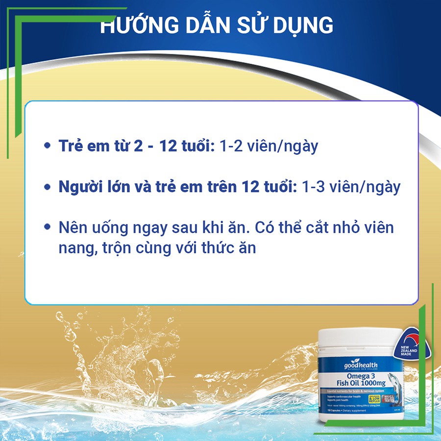 Dầu cá Goodhealth Omega 3 Fish Oil 1000mg hỗ trợ tim mạch, não bộ, thị lực
